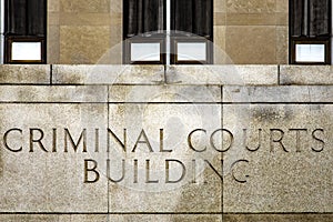 Entrance sign to the criminal court buildings in New York (USA photo