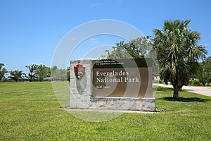 The entrance sign to Everglades National Park