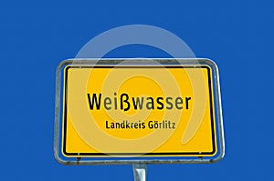 Entrance sign for WeiÃŸwasser in Saxony