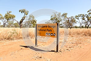 Entrance sign Windjana Gorge In outback Australia