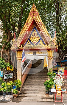 Entrance stairway to Wat Koh Loy shrines on Ko Loi Island, Si Racha, Thailand