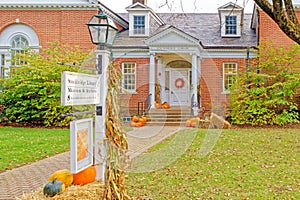 entrance Stockbridge Library Museum & Archives with Fall decorations