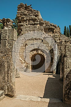 Entrance on stone wall at the Roman Theater of Merida