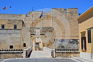 Entrance of Swabian castle of Brindisi currently headquartered of Marina Militare, Brindisi, Italy