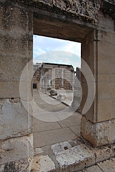 Entrance of the Synagogue in Capernaum photo