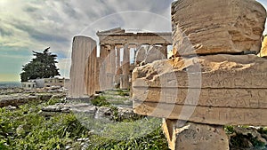 Column detail. The Acropolis of Athens photo