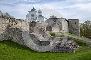 Entrance to the ancient fortress, Izborsk. Pskov region, Russia