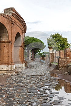 Entrance to the ancient theatre in Ostia Antica, Italy