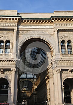 Entrance to the arcade dedicated to the King of Italy Vittorio E