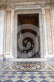 Entrance to the Basilica di San Giovanni in Laterano - Basilica of Saint John Lateran - in the city of Rome, Italy