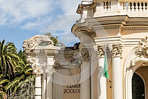 Entrance to Bioparco zoo at Villa Borghese 18 century. Rome