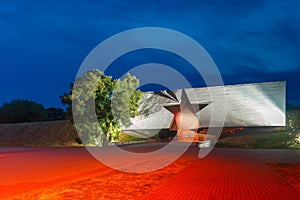 Entrance to Brest fortress at night, Belarus