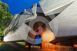 Entrance to Brest fortress at night, Belarus