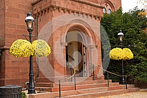 Entrance to brick mansion