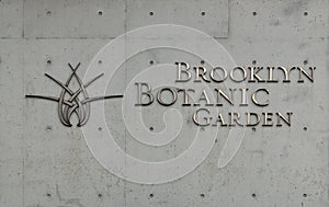 Entrance to the Brooklyn Botanic Garden sign in winter.