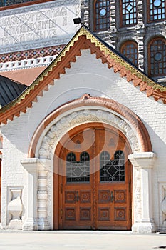 Entrance to the building in ancient Russian style