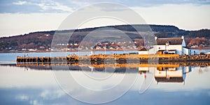 Entrance to the Caledonian Canal at sunset.