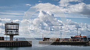 Entrance to Carrickfergus marina or port between two breakwaters