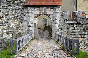 Entrance to the castle Hellenstein on the hill in Heidenheim an der Brenz in southern Germany photo
