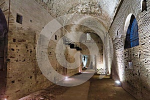 entrance to the castle, photo as a background in old italian roman domus aurea, rome, italy