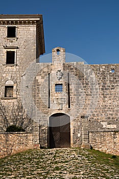 Entrance to the castle in Svetvincenat , Croatia