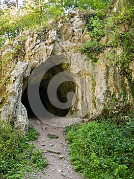 Dark rocky cave entrance