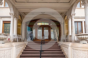 Entrance to Ceausescu Mansion, in Bucharest, Romania.