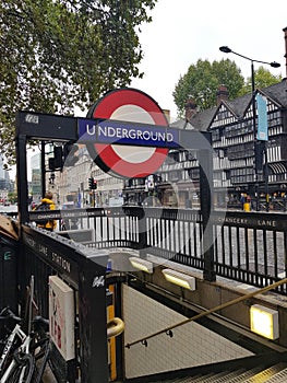 Entrance to Chancery Lane Tube Station London, UK