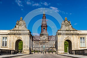 Entrance to Christiansborg Palace in Copenhagen, Denmark