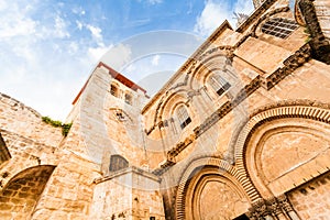 Entrance to the Church of the Holy Sepulchre. Jerusalem, Israel.