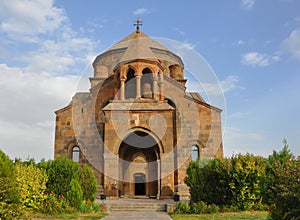 Entrance to the church of St. Rimsime in the city of Vagharshapat. Armenia