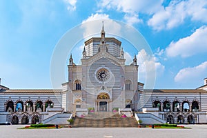 Entrance to Cimitero Monumentale cemetary in Milano, Italy