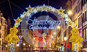 Entrance to the city centre of Strasbourg on Christmas