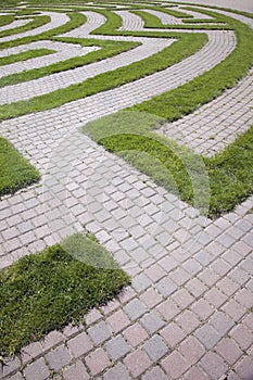 Entrance to a Cobblestone and Grass Maze photo