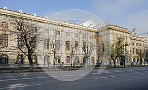 Entrance to the Culture Palace building in Ploiesti City, Romania