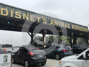 Entrance to Disney`s Animal Kingdom Park, near Orlando, Florida