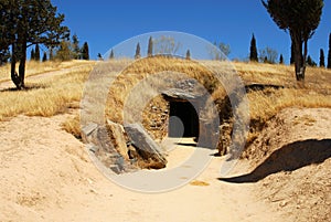 Entrance to the Dolmen de Romeral, Antequera, Spain.