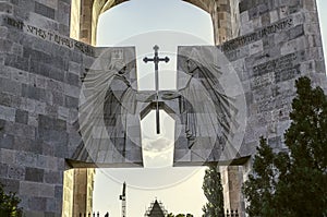 Entrance to the Echmiadzin monastery with outdoor Altar