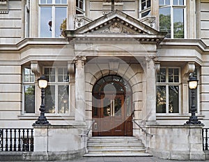 Entrance to elegant townhouse