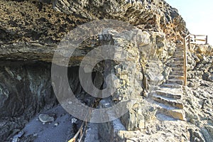 Entrance to famous Caleta negra cave on Fuerteventura