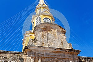 Entrance to famous colonial Cartagena Walled City Cuidad Amurrallada through Clock Tower Torre del Reloj photo