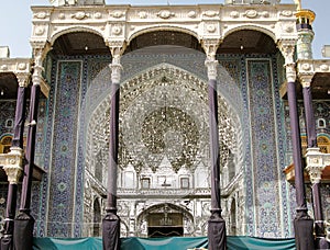 Entrance to Fatima Masumeh mosque in Qum, Iran