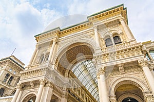 Entrance to Galleria Vittorio Emanuele II in Milan, Italy