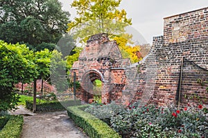 Entrance to garden near Bishops Park in Fulham, London, UK