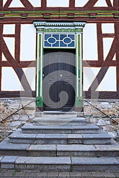 Entrance to a half-timbered house