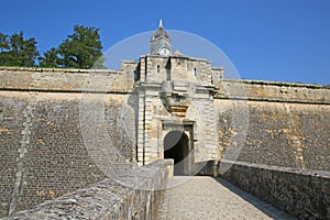 Entrance to the Historic city walls and fortifications to the citadel of Blaye, Gironde, Nouvelle- Aquitaine in, France. photo