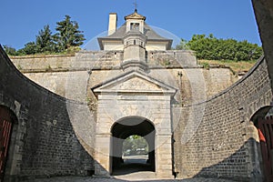 Entrance to the Historic city walls and fortifications to the citadel of Blaye, Gironde, Nouvelle- Aquitaine , France.