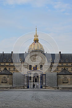 Entrance to historical Military museum , Les Invalides in Paris