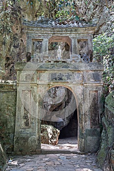 Entrance to Hoa Nghiem and Huyen Khong caves in Marble mountains, Vietnam - Translation: Gate to Huyen Khong