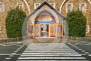 Entrance to Holy Monastery of the Virgin of Kykkos, Cyprus.